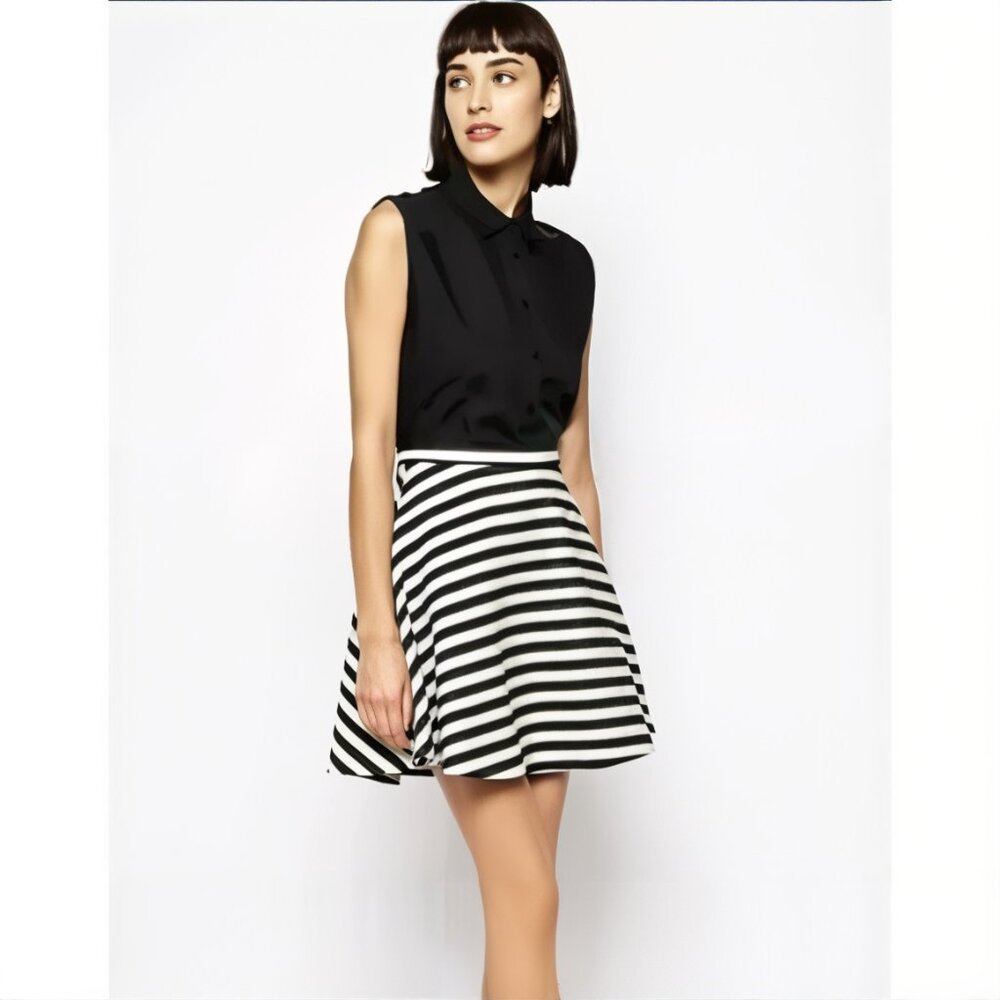 Greylin (Anthropologie) Woven Chevron Striped Circle Mini Skirt - Sz 8